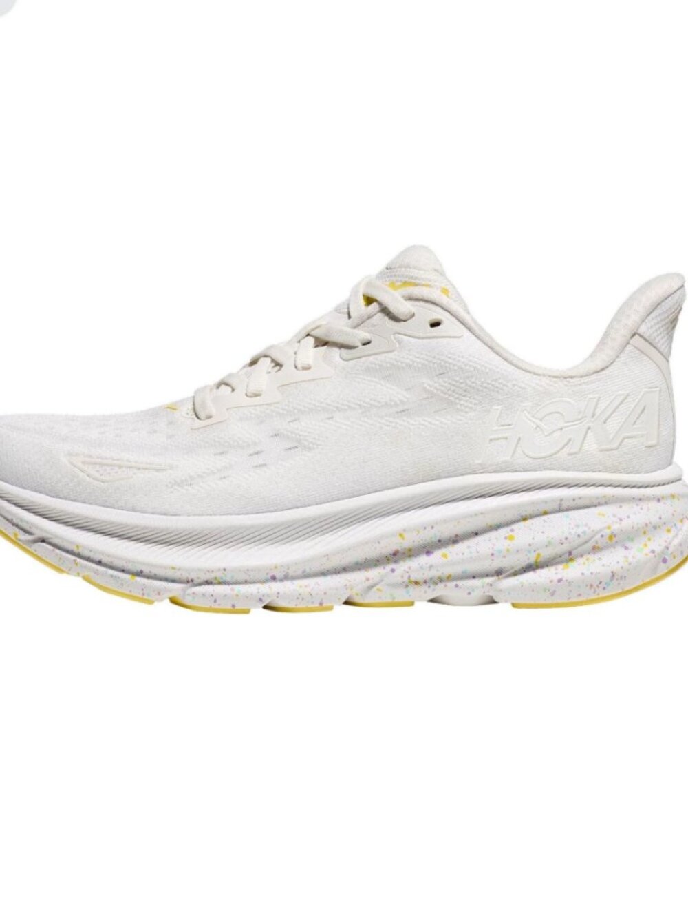 Hoka Clifton Running Shoe - White with Lemonade -Women's Athletic Running Shoes